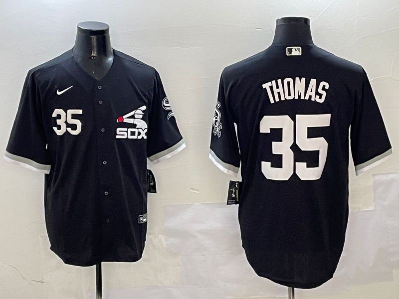 Men Chicago White Sox #35 Thomas Black Game Fashion 2025 Nike MLB Jersey style 4
